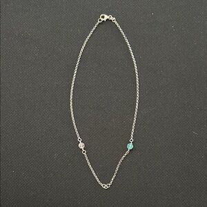 Chic Silver Necklace with Pink and Blue Highlights